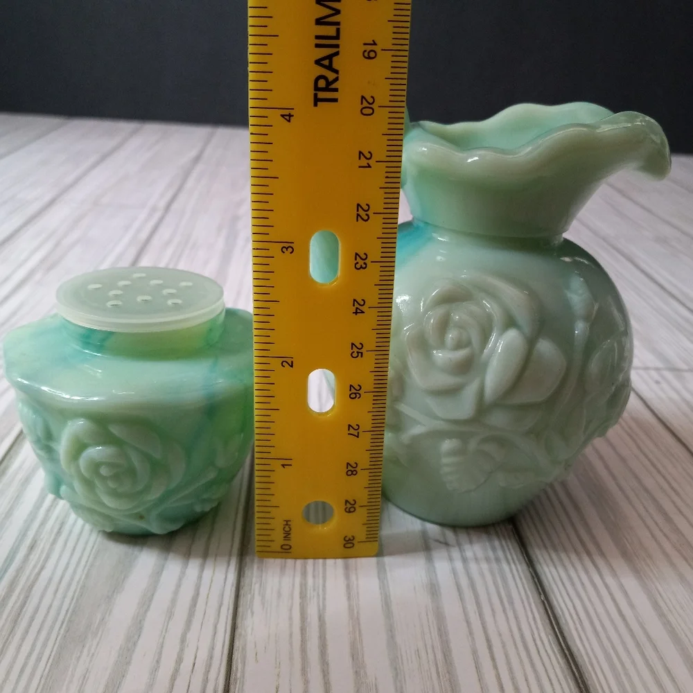 Vintage Avon Floral Moonwind Bath Oil Bottle & Bath Powder Sachet Glass Jar